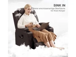 HOMCOM Fernsehsessel mit Aufstehhilfe Kunstleder Schaumstoff Kaffee-Braun