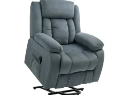 HOMCOM Fernsehsessel mit Aufstehhilfe Polyester Stahl Grau 92B x 94T x 105H cm
