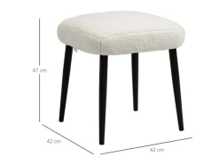 HOMCOM Fußhocker mit Kaschmir-Optik Stahlbeine Cremeweiß 42 x 42 x 47 cm