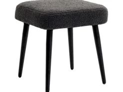 HOMCOM Fußhocker mit Kaschmir-Optik Stahlbeine Dunkelgrau 42 x 42 x 47 cm