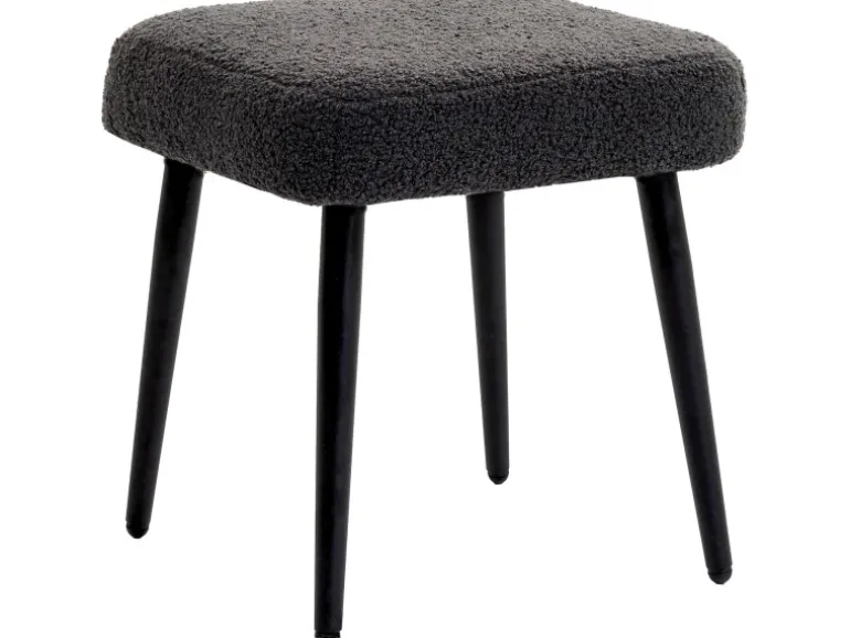 HOMCOM Fußhocker mit Kaschmir-Optik Stahlbeine Dunkelgrau 42 x 42 x 47 cm