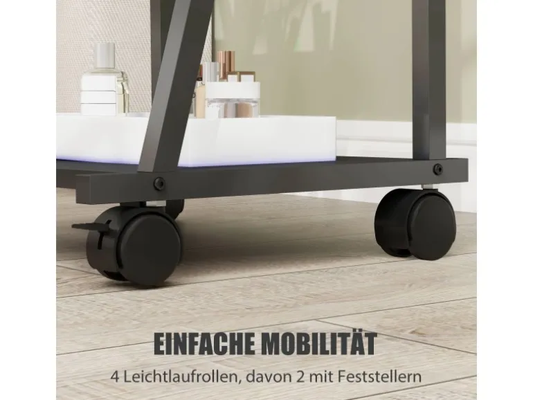 HOMCOM Ganzkörperspiegel Stahl Spanplatte Schwarz 42L x 37B x 155H cm