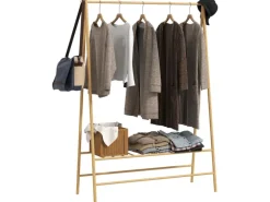 HOMCOM Garderobenständer Bambus Naturholz 116L x 43,5B x 160H cm