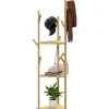 HOMCOM Garderobenständer Bambus 45L x 45B x 170H cm Naturholz