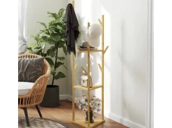 HOMCOM Garderobenständer Bambus 45L x 45B x 170H cm Naturholz