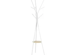 HOMCOM Garderobenständer mit 8 Haken Ablage Metall Weiß 45 x 45 x 180 cm