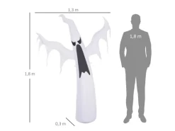 HOMCOM Halloween Aufblasbares Gespenst mit LEDs 130 x 30 x 180 cm