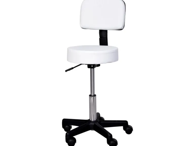 HOMCOM Höhenverstellbarer Arbeitshocker mit Lehne Drehbar Ø35 x 72-84 cm
