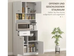 HOMCOM Küchenschrank Hochschrank MDF Weiß 80L x 35B x 180H cm