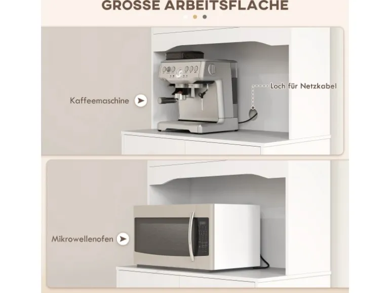 HOMCOM Küchenschrank Hochschrank Spanplatte Weiß 74,5L x 40B x 172H cm