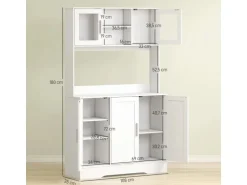 HOMCOM Küchenschrank Spanplatte MDF 108L x 35B x 180H cm Weiß