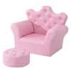 HOMCOM Kindersofa mit Ottomane in Kronenform Rosa 58 x 40,5 x 49 cm