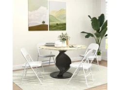 HOMCOM Klappstuhl Stahl Kunstleder 46L x 45B x 78H cm Weiß