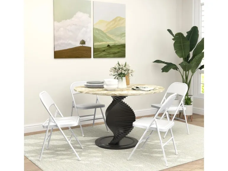 HOMCOM Klappstuhl Stahl Kunstleder 46L x 45B x 78H cm Weiß