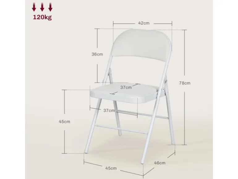 HOMCOM Klappstuhl Stahl Kunstleder 46L x 45B x 78H cm Weiß