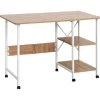 HOMCOM Klapptisch Mobiler Computertisch mit Rollen MDF Natur 107 x 55 x 76 cm