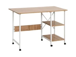 HOMCOM Klapptisch Mobiler Computertisch mit Rollen MDF Natur 107 x 55 x 76 cm