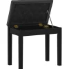 HOMCOM Klavierbank Gummiholz Kunstleder 55L x 34B x 50H cm Schwarz