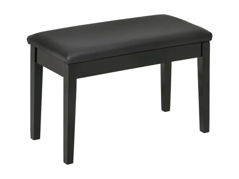 HOMCOM Klavierbank mit Stauraum Lederkissen Schwarz 75 x 35 x 49 cm