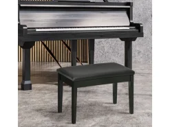 HOMCOM Klavierbank mit Stauraum Lederkissen Schwarz 75 x 35 x 49 cm