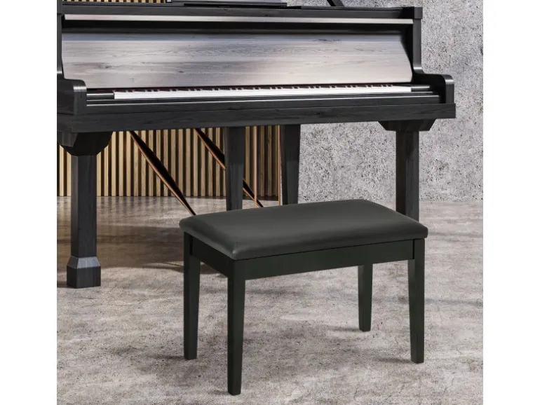 HOMCOM Klavierbank mit Stauraum Lederkissen Schwarz 75 x 35 x 49 cm