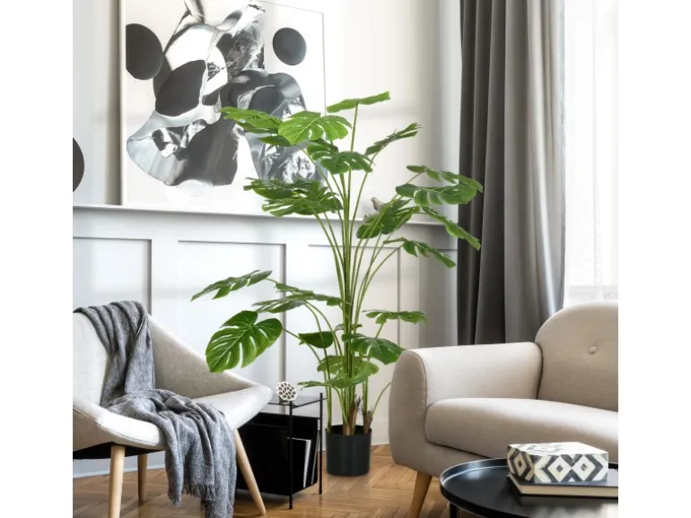 HOMCOM Künstliche Pflanze Kunststoff Metall Ø20 x 180H cm