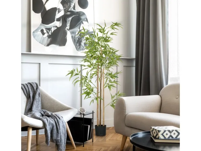 HOMCOM Künstliche Pflanze Kunststoff Metall Ø15 x 180H cm