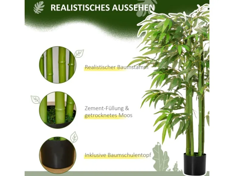 HOMCOM Künstliche Pflanze Seidentuch Kunststoff 17L x 17B x 140H cm