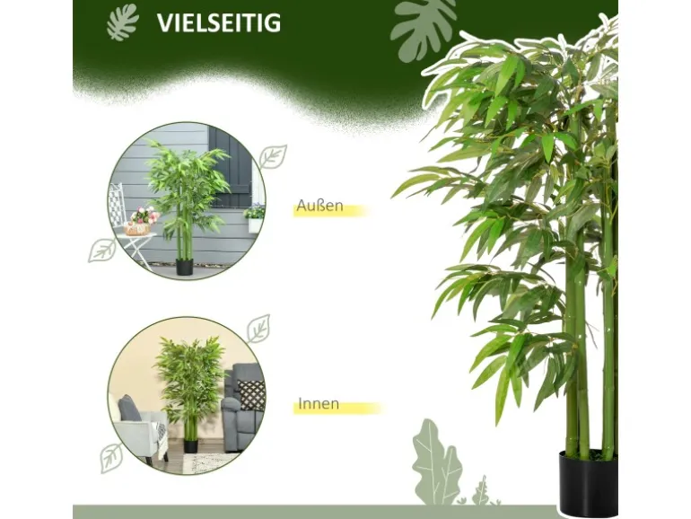 HOMCOM Künstliche Pflanze Seidentuch Kunststoff 17L x 17B x 140H cm