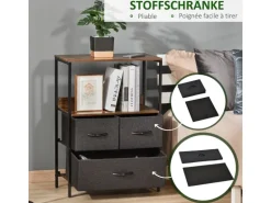 HOMCOM Kommode mit 3 Schubladen Aufbewahrungsschrank Kommodenschrank Schwarz