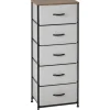 HOMCOM Kommode Sideboard mit 5 Klappbaren Schubladenschrank Grau