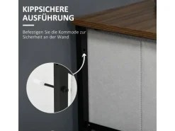 HOMCOM Kommode Sideboard mit 5 Klappbaren Schubladenschrank Grau