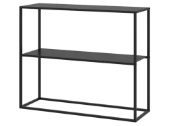 HOMCOM Konsolentisch mit 2 Ebenen Kippschutz Stahl 90 x 30 x 75 cm Schwarz