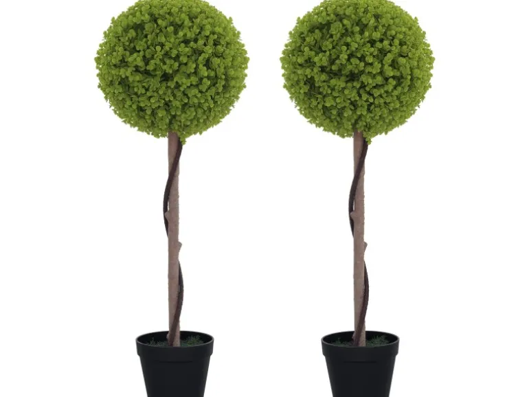 HOMCOM Kunstpflanze 2er-Set Kunststoff Zement Ø28 x 90 cm