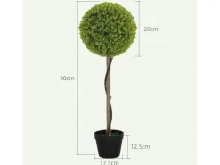 HOMCOM Kunstpflanze 2er-Set Kunststoff Zement Ø28 x 90 cm