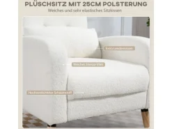 HOMCOM Loungesessel Sessel mit Lendenkissen Gepolstert Polstersessel Weiß