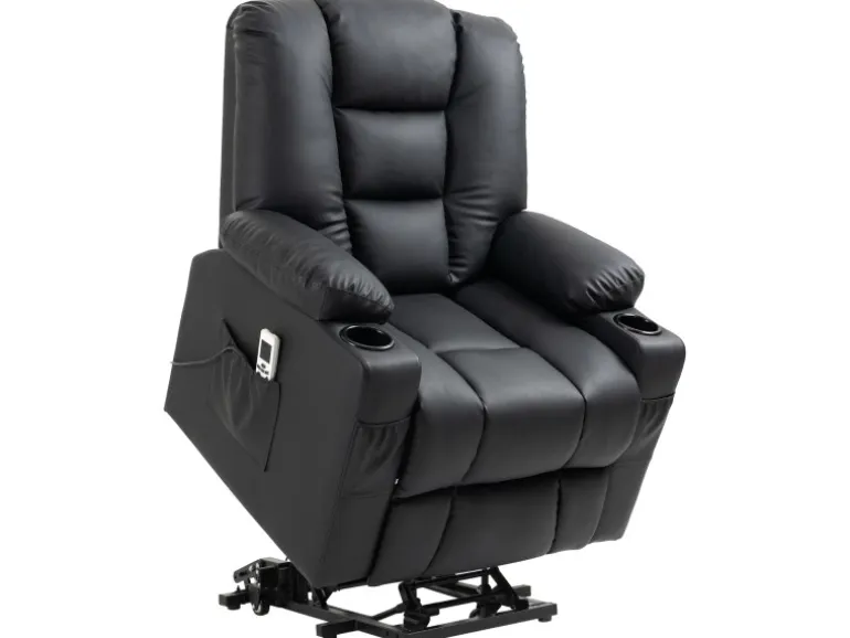 HOMCOM Massagesessel Kunstleder Stahl Schwarz 90L x 98B x 102H cm