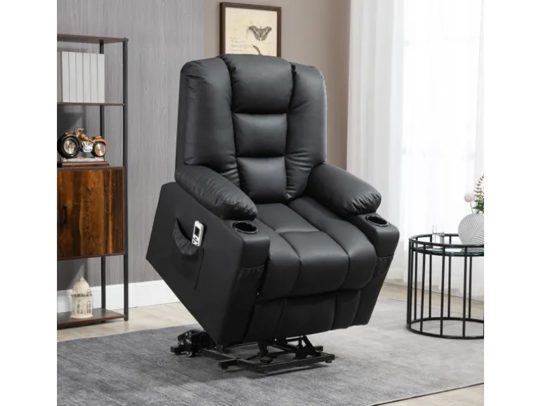 HOMCOM Massagesessel Kunstleder Stahl Schwarz 90L x 98B x 102H cm