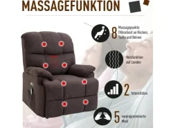 HOMCOM Massagesessel Polyester Holz Metall Schaumstoff Braun 83B x 95T x 105H cm