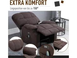 HOMCOM Massagesessel Polyester Holz Metall Schaumstoff Braun 83B x 95T x 105H cm