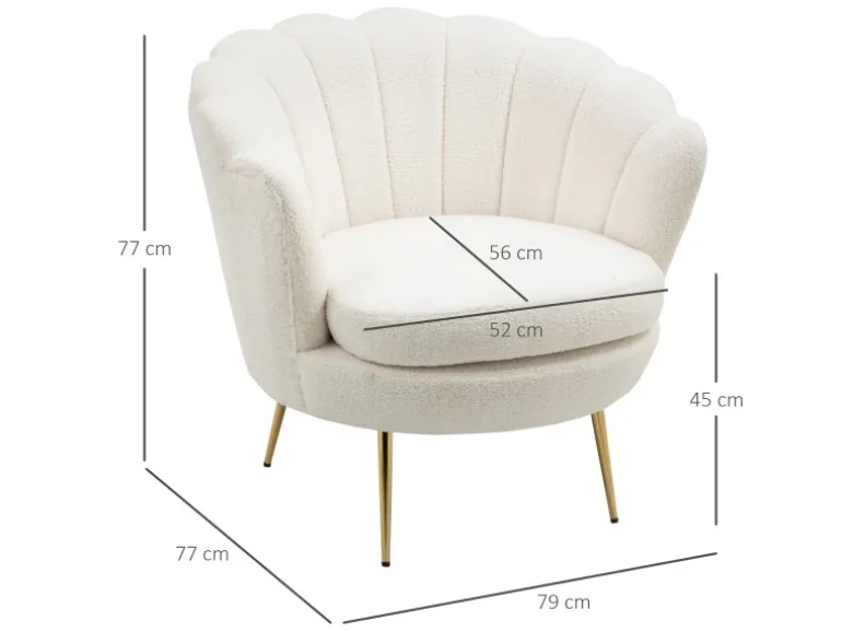 HOMCOM Polstersessel Polyester Schaumstoff Weiß 79L x 77B x 77H cm
