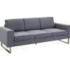 HOMCOM Polstersofa mit Kissen Armlehne Leinen 200 x 82 x 78 cm