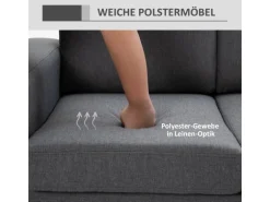 HOMCOM Polstersofa mit Kissen Armlehne Leinen 200 x 82 x 78 cm