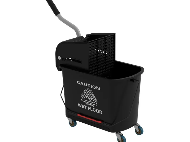 HOMCOM Putzwagen mit Wischmopp Kunststoff Schwarz 60L x 27B x 70,5H cm
