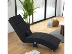 HOMCOM Relaxliege mit Massagefunktion Polyester Stahl 168L x 56B x 84H cm Schwarz