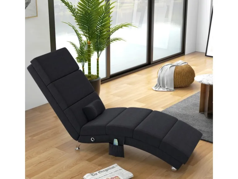 HOMCOM Relaxliege mit Massagefunktion Polyester Stahl 168L x 56B x 84H cm Schwarz