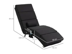 HOMCOM Relaxliege mit Massagefunktion Polyester Stahl 168L x 56B x 84H cm Schwarz