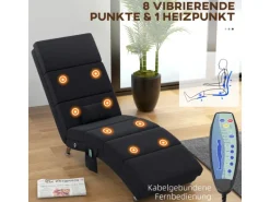 HOMCOM Relaxliege mit Massagefunktion Polyester Stahl 168L x 56B x 84H cm Schwarz