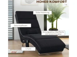 HOMCOM Relaxliege mit Massagefunktion Polyester Stahl 168L x 56B x 84H cm Schwarz