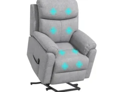 HOMCOM Relaxsessel Elektrisch mit Aufstehhilfe 5 Massagemodi Liegefunktion für Wohnzimmer Grau
